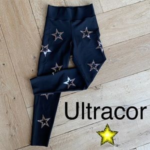 Ultracor Black leggings with silver stars - size M